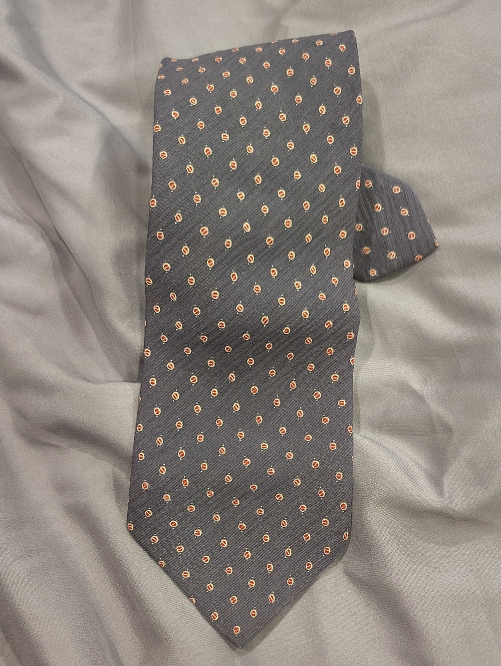 Armani Collezioni Charcoal Tie with Small Orange Dot Motif